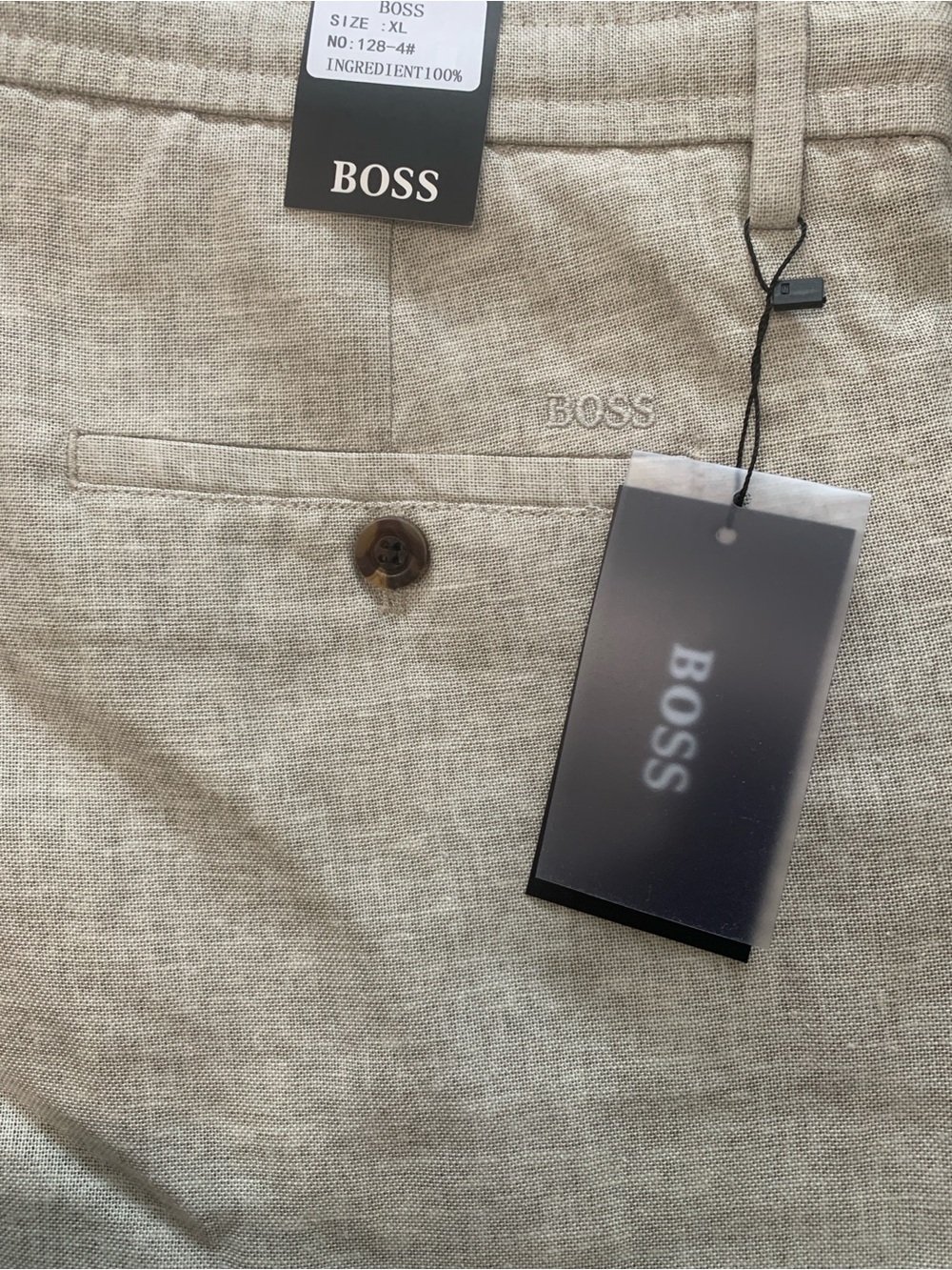 BOSS Linen-Blend Drawstring Trousers - Picture 4 of 4